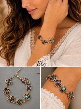 7 chakra stone Bracelet -yoga spiritual symbols healing stone mandala bronze